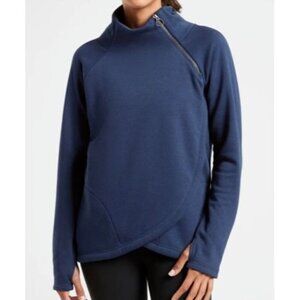 Athleta Cozy Karma Asym Pullover Dark Sardinia Blue SIZE Small